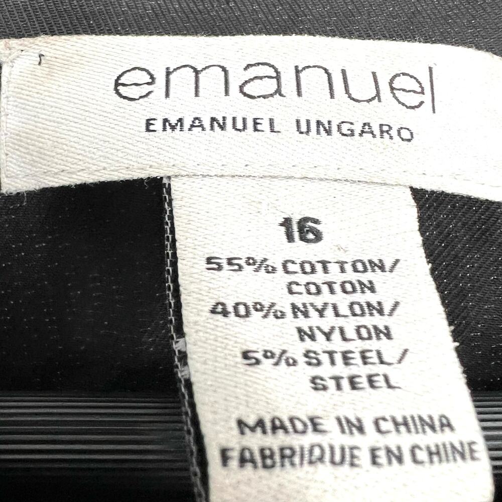 Emanuel Ungaro Womens Sz 16 Formal Black Crinkle Jacket Blouse Shirt Top Dinner - Picture 2 of 7